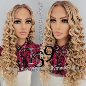Wand curls HD lace front wig with shifting part middle or side